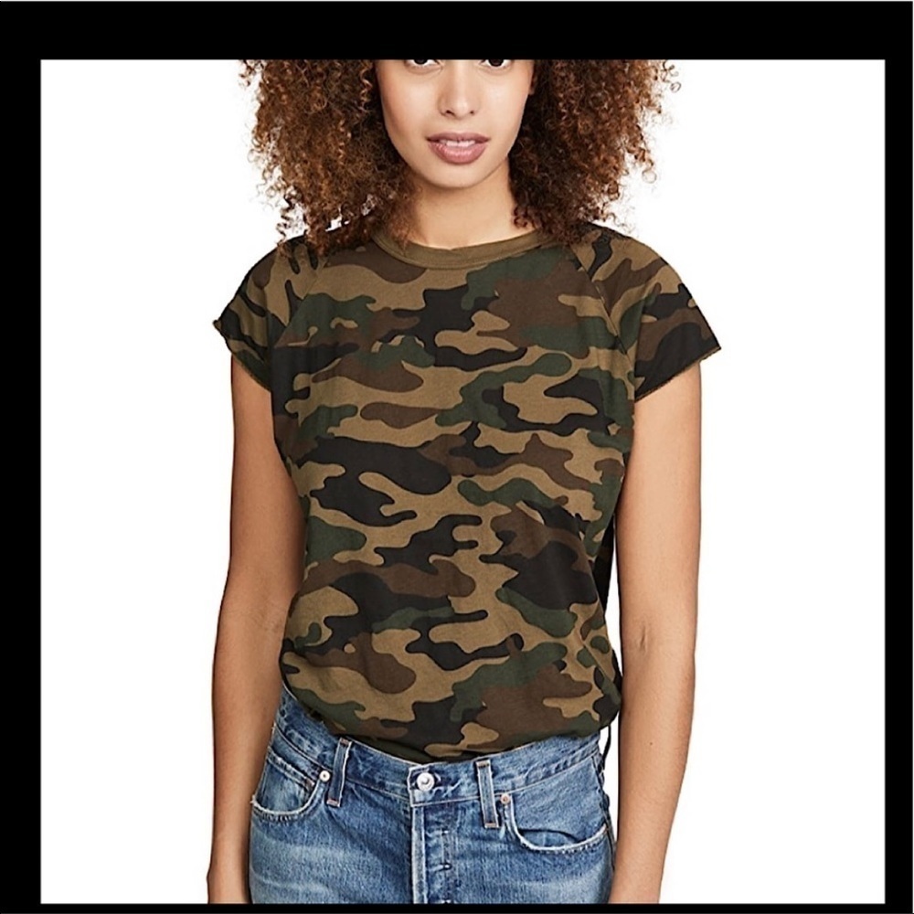 Nili Lotan Green Camouflage Short Sleeve Tee S